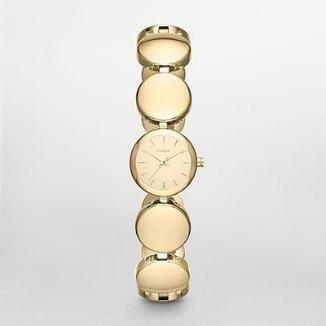Sat DKNY Gold Tone Round Link Watch | Svet Satova